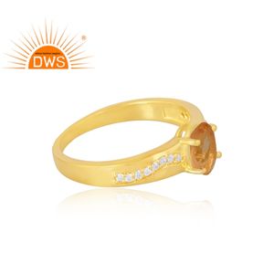 Vente chaude 925 Sterling Silver 18K Flash Plaqué Or Citrine Cz Gemstone Déclaration Anneau Demi Fine Jewelry Pour Les Femmes - Product Image 4