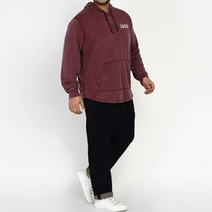 Nouveau modèle de pull à capuche coupe régulière pour hommes avec logo personnalisé, vêtements décontractés respirants, coton mélangé de couleur unie - Product Image 5