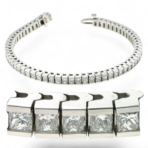 Pulsera de Tenis con Diamantes de Corte Princesa (Naturales) en Canal de Platino - Product Image 1