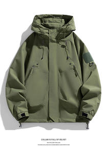 Hommes et femmes unisexe solide automne hiver couple décontracté imperméable coupe-vent veste d'extérieur - Product Image 4