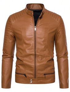 Chaqueta de Motocicleta de Cuero para Hombre, Invierno, con Cuello Alto, Resistente al Viento y al Agua, Servicio OEM Disponible - Product Image 2