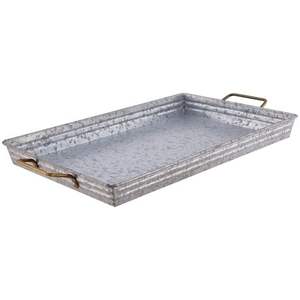 Plateau de forme carrée en métal galvanisé Plateau de service ovale fait main écologique - Product Image 3