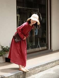 เดรสทูนิกผ้าลินินทอสำหรับผู้หญิงเดรสมิดิแขนยาวสั่งตัดสำหรับฤดูร้อนทรงพอดีตัวคุณภาพสูงไซส์ใหญ่เอวธรรมชาติ - Product Image 2