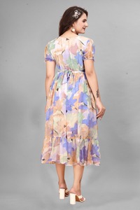 Venta caliente Georgette con impresión digital Maxi Vestido Mujer moda fabricante y proveedor de Surat a precio mayorista - Product Image 2