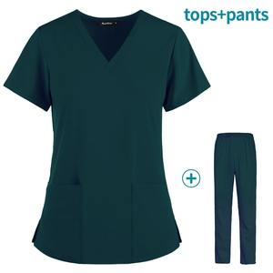 Venta al por mayor OEM Unisex enfermería Scrubs tela de rayón suave de alta calidad de estilo personalizado Logo bordado secado rápido uniformes de enfermería - Product Image 2
