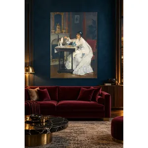 Fida Victor Gilbert Tea Time with the Cat <b>Canvas</b> Print - Product Image 4