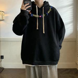 Jersey holgado de tendencia de otoño, sudadera informal de manga larga con capucha, estampado de letras coloridas, moda de calle americana para hombres - Product Image 1