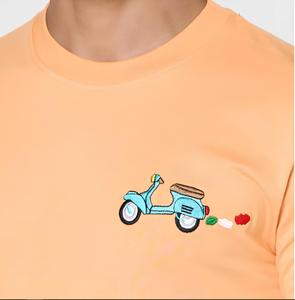 เสื้อเชิ้ตอิตาลีแขนสั้นปักลาย3D สีส้มอ่อนมีสไตล์100% - Product Image 3