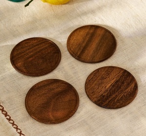 Round Shape Natural Wooden Coasters With BrownColor Kitchenware Tea and Coffee Serving Coaster With Holders - Product Image 3