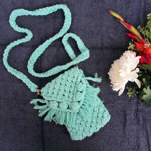 Petite pochette bohème en macramé, sac à bandoulière écologique, sac à main en coton, support pour smartphone, sac à bandoulière, décoration de la maison, nouvel an - Product Image 1