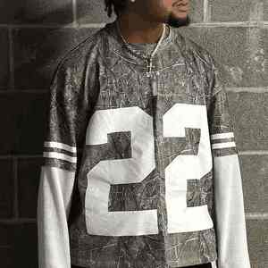 T-shirt à manches longues de haute qualité, graphiques personnalisés, double couche, 100% coton jersey, coupe régulière, respirant, écologique, 300g - Product Image 3