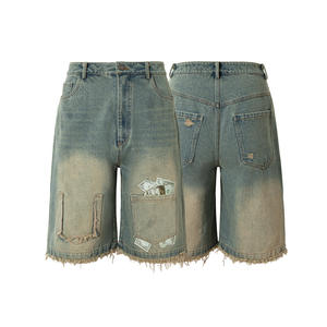 Best Edition Distress Vintage Casual Hip Hop Lightweight Breathable Summer Denim <b>Jean</b> Shorts <b>Men</b> Loose Fit Button Knitted - Product Image 4