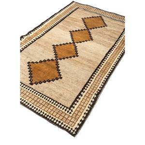 พรมขนสัตว์ถักมือสีเบจน้ำตาลลายเรขาคณิต Kiaan สำหรับห้องนั่งเล่น รุ่น Paem-686 ขนาดใหญ่ เหมาะสำหรับตกแต่งทางเดิน - Product Image 1