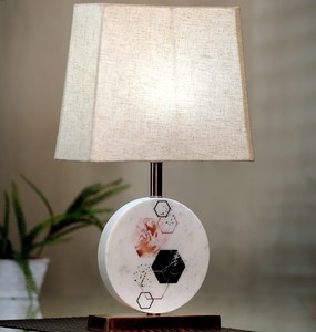 <b>Modern</b> Contemporary <b>Desk</b> & Bedside Table Lamp with Eco-Friendly B22 Bulb and Luxury <b>White</b> Marble Base Low Price - Product Image 5