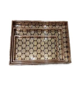 El último diseño de tableros de MDF, bandeja de servicio impresa con esmalte con posavasos y caja de pañuelos, bandeja de forma cuadrada, la mejor - Product Image 2