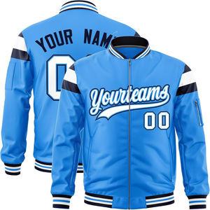 Veste universitaire Letterman en tissu satiné avec fermeture éclair style bombardier logo personnalisé broderie livraison directe veste OEM ODM pour hommes - Product Image 4