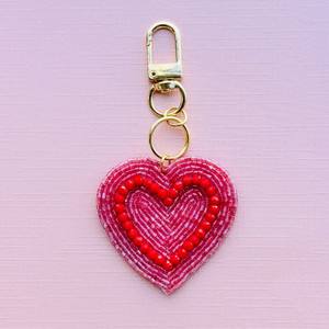 Artisan 3D Beaded Heart Keychain Glass Bead Embroidery Charm Luxury Handbag Keyring Sparkling Crystal Eco-Friendly Durable - Product Image 6
