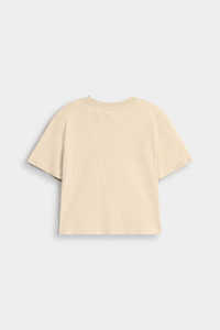 Camiseta Corta de Cuello Redondo Beige Lisa para Mujer, Ropa de Calle Personalizada, Camiseta Moderna, Venta al por Mayor OEM, Ajuste Holgado Informal - Product Image 4