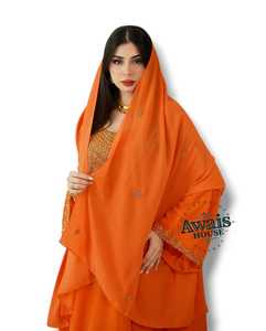 Robe Abaya Dubai Orange Modeste Simple en Broderie de Cristal de Luxe Faite à la Main avec Détails Perlés Afrique Moyen-Orient Islamique - Product Image 3