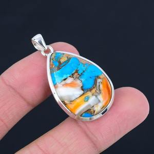 925 pendentif en argent Sterling Turquoise Spinner pierre précieuse pendentif fin bijoux 925 timbre argent cadeau de mariage femmes pendentif bijoux - Product Image 5