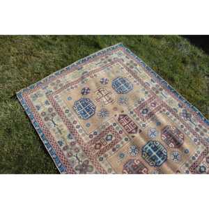 Alfombra de 4.3x7 pies, Alfombra Turca, Alfombra Azul Sólida - Product Image 5