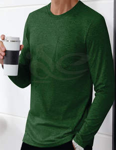 T-shirt à col rond anti-rides pour homme Streetwear manches longues respirant 200g 100% coton fabriqué sur mesure au Pakistan - Product Image 5