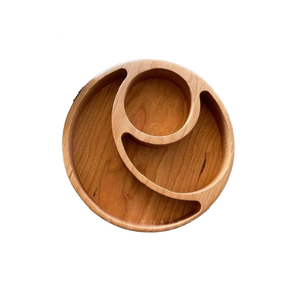 Plat de service vintage en bois pour chips et trempette, plateau de fête moderne du milieu du siècle, décoration de maison de plage - Product Image 3