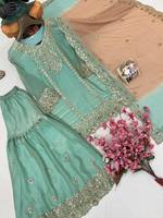 Nuevo Salwar Kameez de Diseñador para Fiestas, Dhoti Dupatta con Bordado, Última Moda India, Verano, Corte Ajustado, Reversible, Secado Rápido, Venta al por Mayor