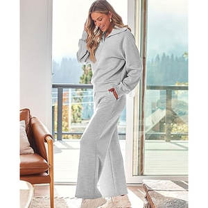 ชุดเซ็ตสตรีทแวร์ลำลอง 2 ชิ้น เสื้อฮู้ดผ้าฝ้ายเฟรนช์เทอร์รี่ 100% กางเกงขายาวทรงบาน ระบายอากาศได้ดี น้ำหนัก 300 กรัม - Product Image 4