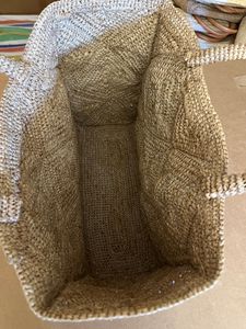 Ladies Trendy Crochet Raffia Handbag Madagascar geometric pattern <b>oversized</b> beach bag - Product Image 4