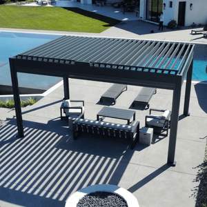 Pérgola de aluminio moderna, impermeable, motorizada y económica para techos de coches, muebles de patio, hecha a medida para exteriores, en venta para EE. UU. y Europa. - Product Image 5