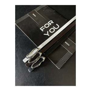 3-Piece Italian Design <b>Slim</b> <b>Belt</b> Set with Silver Buckle, Trouser <b>Belt</b>, Shirt <b>Belt</b>, Jacket <b>Belt</b> - Black-Brown-White-Silver - Product Image 2
