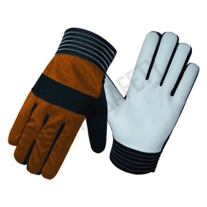 Guantes de conducción de cuero de grano de vaca de primera calidad Spandex laminado trasero conducción seguridad cuero guantes de conductor guantes de trabajo industriales - Product Image 3