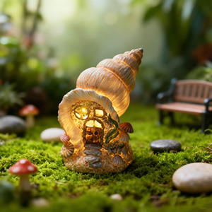 Luci Solari a Forma di Statua da <span class=keywords><strong>Giardino</strong></span>, Casa delle Fate Segreta a Forma di Conchiglia, Ornamenti Commemorativi per Esterni, Regalo per Patio - Product Image 2