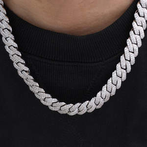 Nueva llegada de lujo elegante 18mm Iced Out Moissanite Cuban Link plata esterlina Hip Hop para cadena certificada para moda de calle - Product Image 4