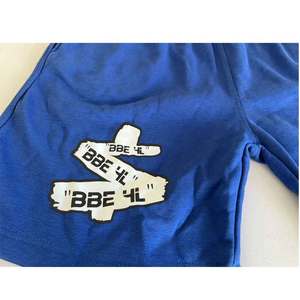 Impresión personalizada en pantalones cortos 100% pantalones cortos de algodón color azul real bolsillos laterales cintura elástica bolsillos laterales - Product Image 3