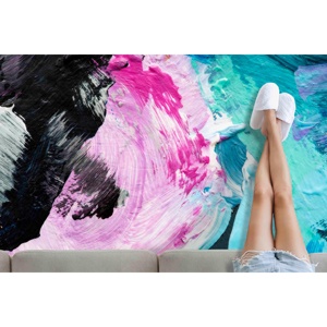 Alfombra con Diseño de Pinceladas: Arte Abstracto Colorido, Decoración Moderna para el Hogar, Alfombra Suave con Pelo Largo - Product Image 1