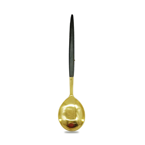 Ensemble de cuillères en laiton de haute qualité de style moderne manche noir classique fait à la main fabricant indien original pour la fête nourriture voyage - Product Image 4