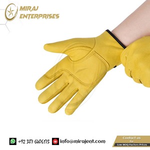 1 par de guantes de cuero genuino para montar al aire libre, artesanía antideslizante para carpintería, soldadura, jardinería de Pakistán - Product Image 4