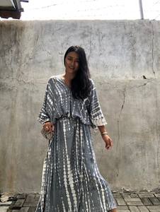 Robe d'été longue en rayonne Tie Dye pour femmes, tenue décontractée, Kaftan pour la plage, style bohème, 100% - Product Image 5