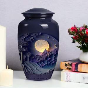 Urne funéraire unique en métal pour adultes, unisexe, pour cendres et restes humains, taille et design personnalisables - Product Image 2