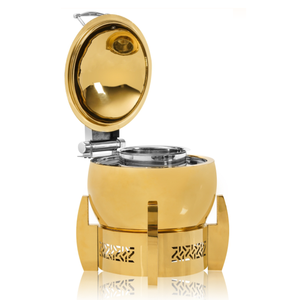 Plato de frotamiento de plata de lujo de 6L, servidores de Buffet de acero inoxidable, calentador de alimentos usado, platos de frotamiento de Buffet de plata dorada para hotel - Product Image 4