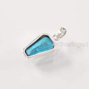 Women's Pendant Natural Turquoise Gemstone December Birthstone <b>Valentine</b> <b>Gift</b> Handmade Jewelry 925 Sterling Silver Pendant - Product Image 2