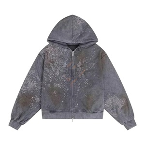 Nouveau Sweat à Capuche Unisexe Personnalisé avec Fermeture Éclair, Style OEM Unique, Effet Délavé Acide, Appliqué, 100% Coton, Coupe Oversize, Hiver, Hip Hop, Coupe-Vent et Thermique, Vente en Gros - Product Image 1