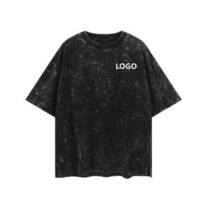 Último diseño de manga corta lavado con ácido camisetas para hombres de gran tamaño suelta hombro caído diseñador hombres Vintage camiseta servicio OEM - Product Image 5
