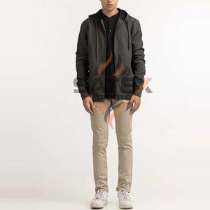 Sudadera con Capucha para Hombre, al por Mayor, de la Mejor Calidad, con Diseño de Logotipo Personalizado, Bordada, con Cierre, 100% Algodón, para Invierno, Teñida en Color Liso - Product Image 2