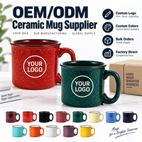 Mug en céramique mouchetée avec logo personnalisé, tasse à café multicolore, OEM ODM, vente en gros, mug de camping, fournisseur direct d'usine, ensemble de vaisselle