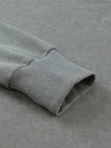 Gris surdimensionné fente ourlet sweat femmes coton lourd polaire col rond pull palangre goutte épaule Logo personnalisé Streetwear - Product Image 5