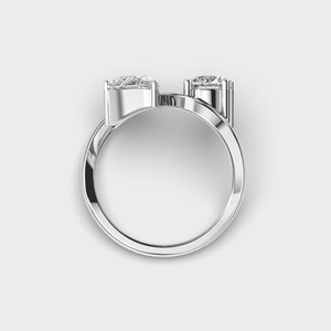 Bague à deux pierres en diamant cultivé en laboratoire certifié IGI, or jaune/blanc et rose 14 carats, diamant en forme de poire et rond, bague Toi It Moi - Product Image 4