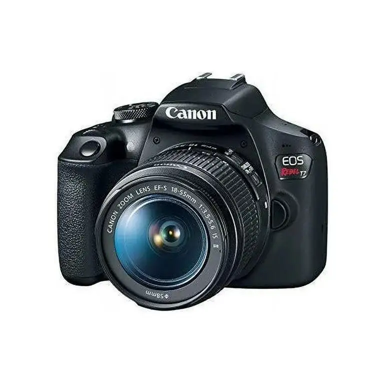 Novo kit de câmera DSLR Rebel T7 com 2 lentes com EF18-55mm + EF 75-300mm Lente preta